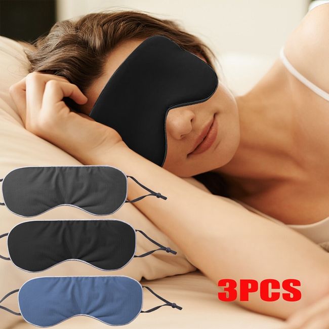 3PCS Travel Eye Mask Sleeping Soft Padded Shade Cover Rest Relax Sleep Blindfold