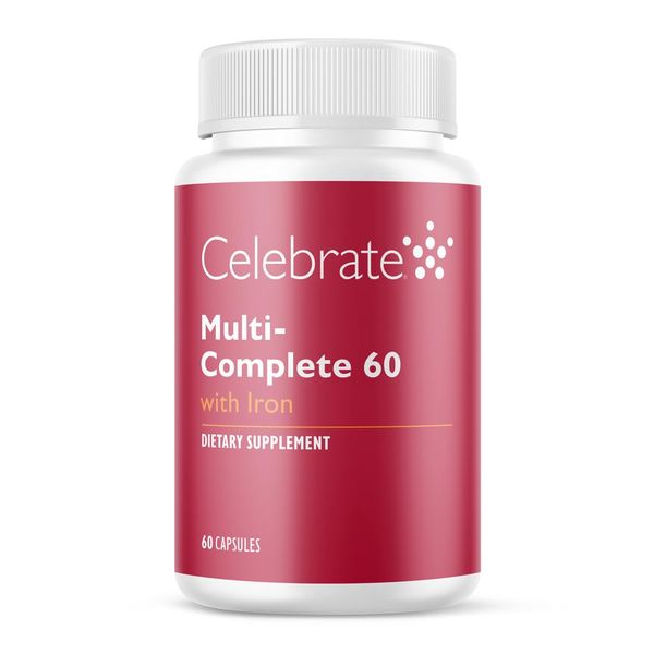 Celebrate Vitamins Multi-Complete, 60mg Iron – Daily Bariatric Multivitamin for Sleeve Gastrectomy and Gastric Bypass Surgery Patients – Essential Vitamins & Minerals (60 Capsules)