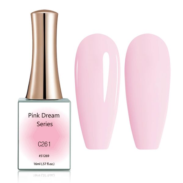 CANNI Gel Nail Polish, 1 Pcs 16ml Light Pink Baby Nude Pink Gel Polish Color Soak Off LED Nail Gel Polish Set Nail Art Starter Manicure Salon DIY at Home