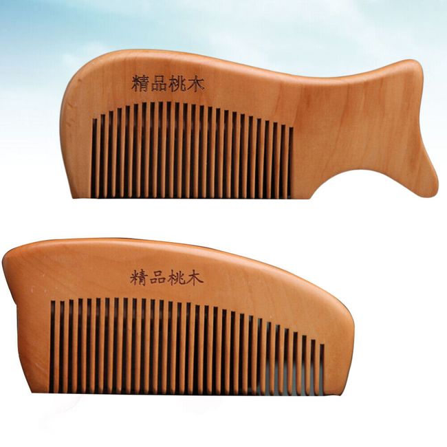 2 Pcs Horn Comb Wide Tooth Hairbrush Women Massage Wooden Miss