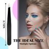FIVETAS Stainless Steel Tweezers for Eyebrows-Slant Tweezer with Case for Women&Man,Great Precision on Brow,Facial Hair and Ingrown Hair Removal(Black)