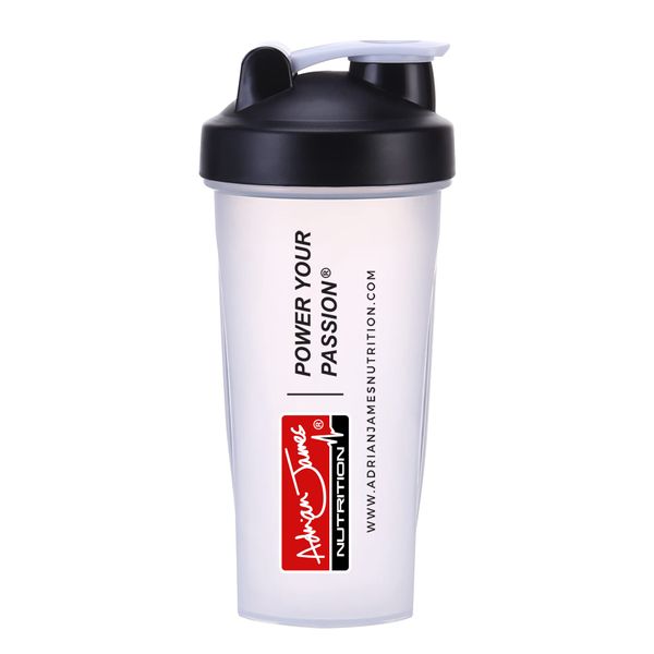 Adrian James Nutrition - Protein Shaker Bottle with Mixer Ball, Leak-Proof Screw-On Lid and Secure Drinking Flip Cap, 100% BPA Free, 600 ml