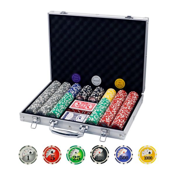 Boyzhood Poker Chips with Numbers,500PCS Poker Chip Set with Aluminum Travel Case,11.5 Gram Poker Set for Texas Holdem and Blackjack Gambling.