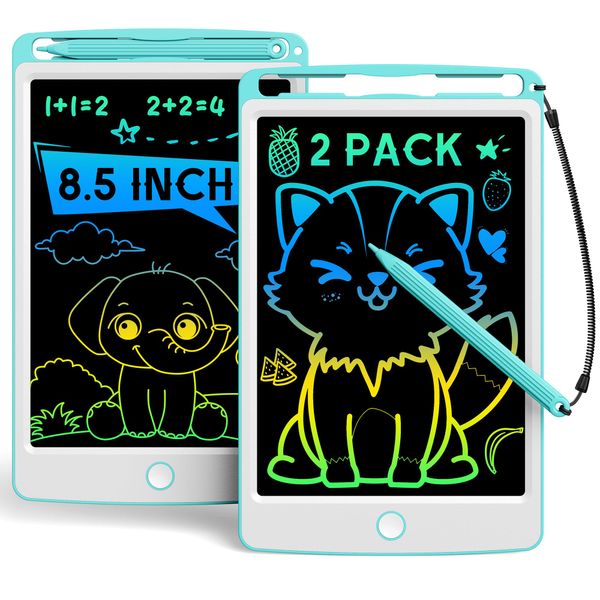 bravokids Kids Toys 2 Pack LCD Writing Tablet for Kids, 8.5 Inch Colorful Doodle Board Drawing Tablet Pad Erasable, Toddler Learning Toys Birthday Christmas Gifts for Boys Girls 3 4 5 6 7 8, Blue+Blue