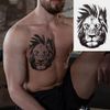 6 Sheets Lion Tiger Temporary Tattoo Stickers, Lion Tiger Face Fake Tattoo Stickers, Black Sketch Realistic Lion Tiger Totem For Men Women