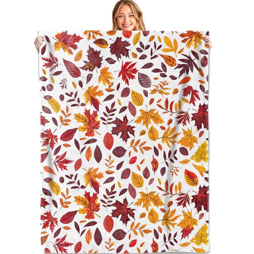 MIEPOS Autumn Leaves Throw Blanket, 50x60in, Soft, Lightweight Flannel,Vibrant Fall Foliage Pattern with Red Orange and Yellow Leaf Blankets, Gifts for Women, for Thanksgiving Home Living Room Decor