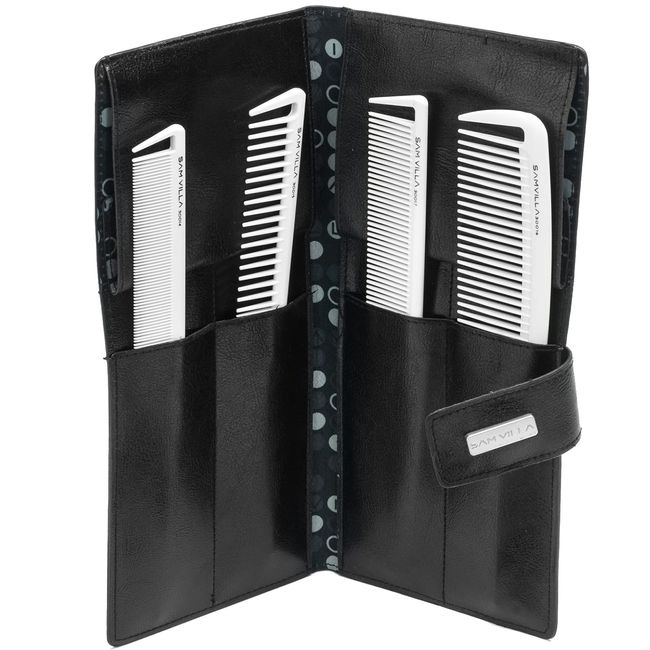 Sam Villa Signature Series Professional 8-Piece Cutting & Hair Parting Comb Set With Case