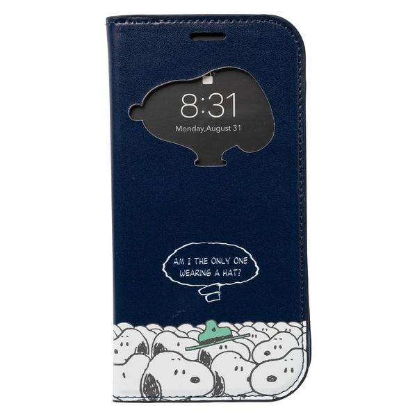 CERTA Peanuts Snoopy iPhone 15 Case Folio with Window (Snoopy/Beagle Large Set) [Smartphone Case iPhone Case iPhone 15 Notebook Type Case Character]