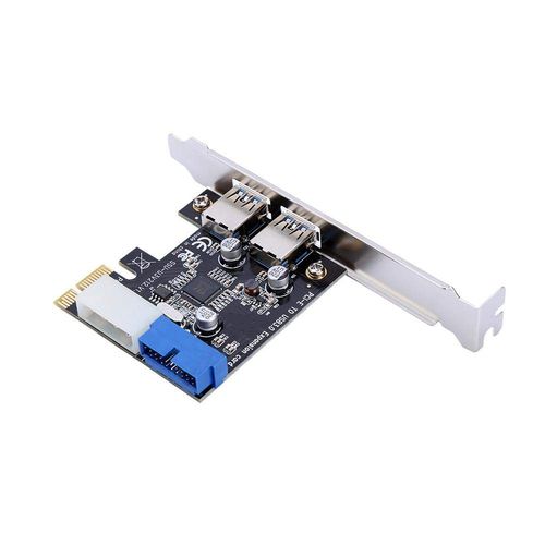 Zerone PCI-E to USB 3.0 Expansion Card 2 Port Adapter with 20-Pin Connector for Windows XP/7/8/10 Desktop PC Supports 5Gbps Data Transfer