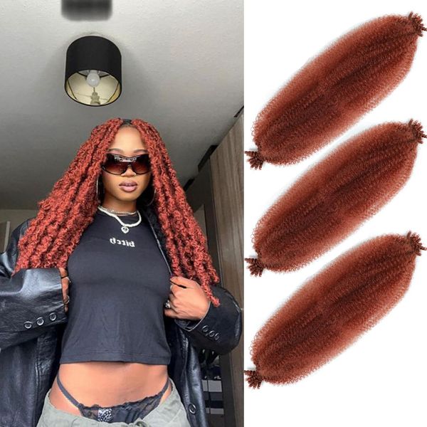 Afro Twist Hair 28 Inch 3 Packs, Springy Afro Twist Hair Pre Fluffed Spring Twist Hair Pre Stretched Wrapping Hair for Soft Locs Hair Extensions (350#)