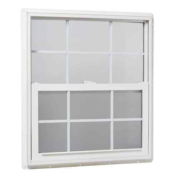 31.25 x 35.25 in. White Single Hung Vinyl Window Insulated Glass With Grids