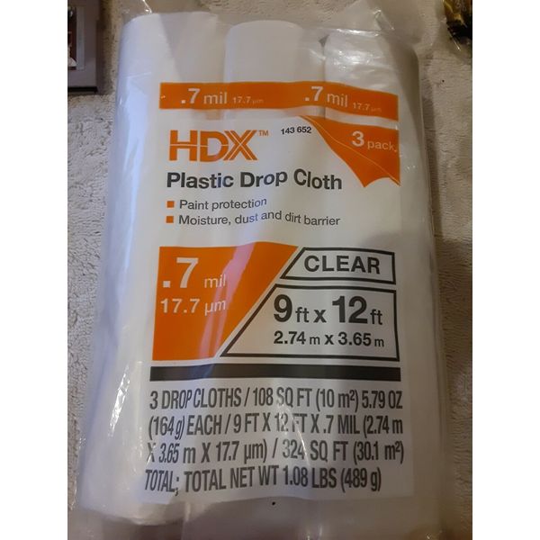 HDX Plastic Drop Cloth 9 X 12 Ft 3pk Made In The USA