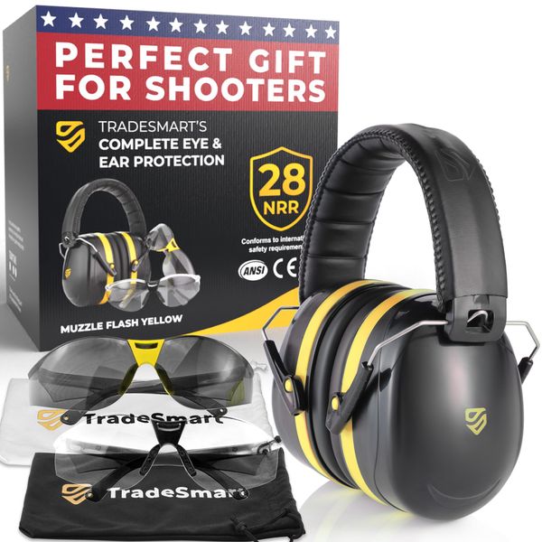 TradeSmart High-Performance Earmuffs for Shooting Range & Shooting Eye Protection Glasses + Firearm Confidence Course Included