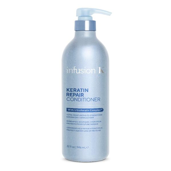 Infusion K Intense Repair Conditioner with Rosehip & UltraKeratin Complex - Moisturizes & Strengthens | Repair Dry Damaged Weak Hair | Color Safe, Paraben, Cruelty, & Sulfate Free | USA Made (32 oz)