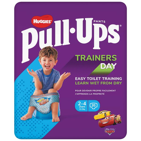 Huggies Pull-Ups, Trainers Day Nappy Pants For Boys - 2-4 Years, Size 5-6+ Pull Up Nappies (20 Pants) - Potty Training Pants For Easy Toilet Training - Learn Wet From Dry