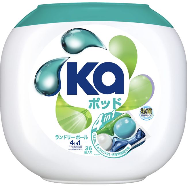 Ka Pod Ball Detergent, Gel Ball, Laundry Detergent, Room Drying, Time-Saving, Convenient, Flexible, Antibacterial, Main Unit, 36 Tablets