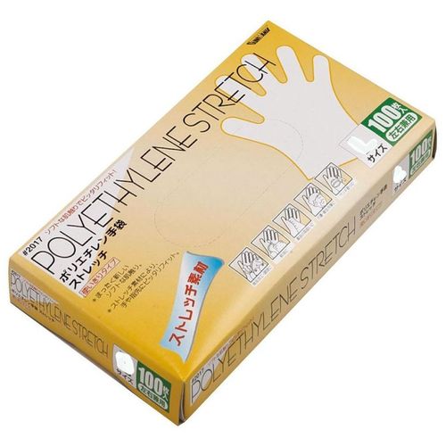 川西 Industrial Polyethylene Gloves Stretch 100 Piece # 2017 Clear Small