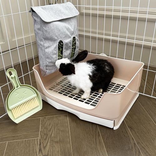 Oleisert Large Rabbit Litter Box Bunny Litter Box, Potty Training for Rabbits Litter Pan with Drawer, Rabbit Bedding Toilet for Adult Guinea Pig, Ferret, Bunny and Other Animals (Brown)
