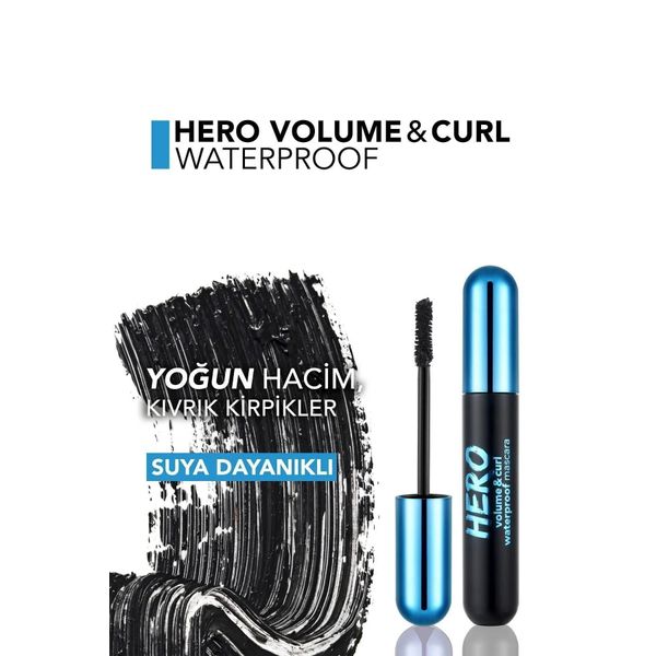 Kıvrım Ve Hacim Veren Maskara Suya Dayanıklı(SİYAH)-hero Volume & Curl Mascara-8682536063050