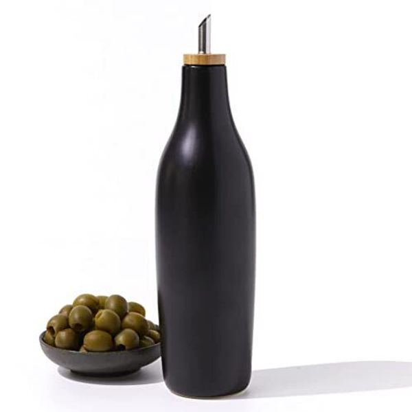 Olive Oil Dispenser Bottle Stoneware Ceramic For Evoo Or Vinegar Modern Design L