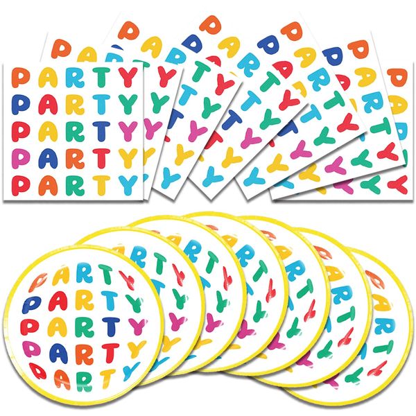 Generic 40Pcs Color Letter Birthday Party Supplies for 20 Guests - Disposable Cutlery, Plates, Tissues Ideal for Birthday, Wedding, Baby Shower Plate