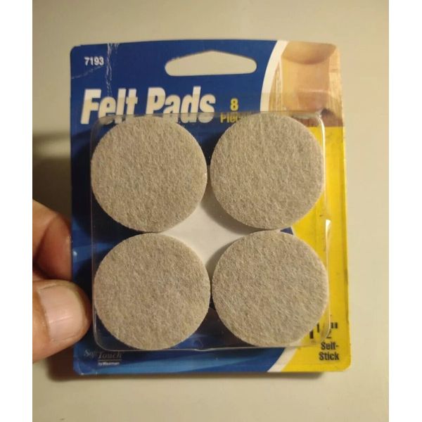 Soft Touch by Waxman 1½" Self Stick Round Beige 8ct Felt Pads #7193