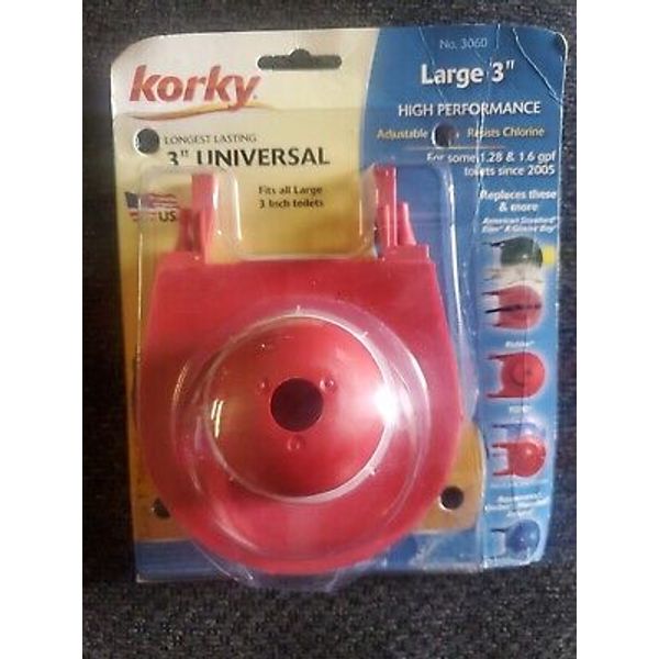 Korky 3060 Universal Toilet Flapper Replaces Most Large 3-Inch Flappers - Long