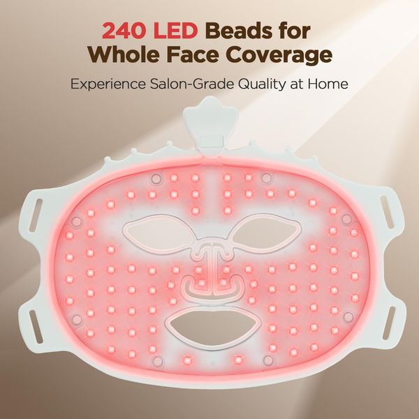 SUERBEATY Red Light Mask for Face, 7 Color Wireless Face Mask with Eye Protection