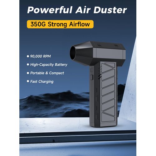 Think Buddy Compressed Air Duster Air Gun - Powerful Cordless Rechargeable 4-Gear Adjustable Air Blower with LED Lighting, for Computer, Keyboard, Car, Outdoor