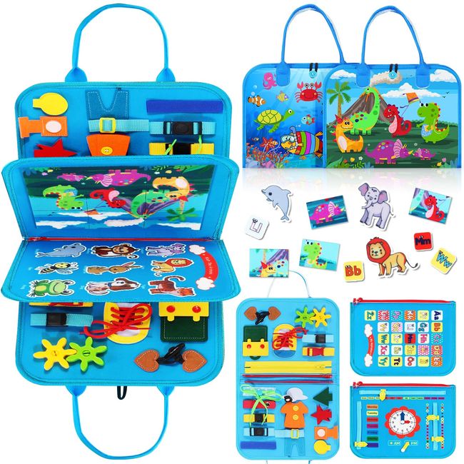 7CDXD Busy Board for Toddlers 1 2 3 4, Montessori Toys for 2 Year Old, Educational Activity Sensory Toys for Toddlers 1-3, Baby Airplane Travel Toys, Toddler Travel Toys for Girls & Boys Gifts