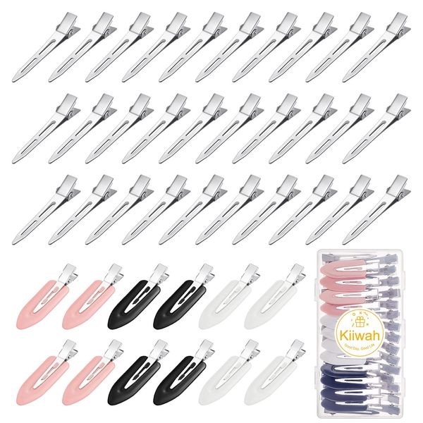 42 Stück Entebill Haarspangen, Nahtlose Haarspange Curl Clips Kein Verbiegen Haar Spangen Alligator Clips Haarklammer Metall für Damen und Mädchen DIY Frisur