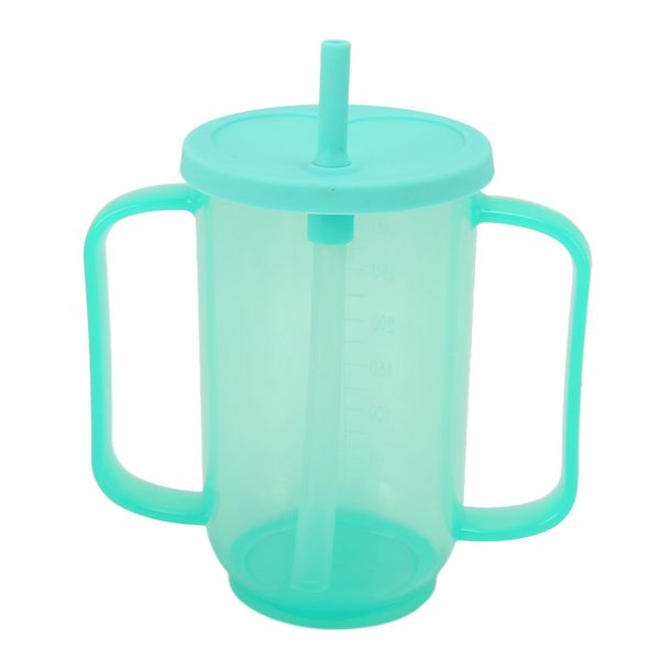 Fockety Adult Sippy Cup, 2 Handles with Straw Spill Proof Plastic Cups, Cups with Lid and Spill Proof Straw for Disabled Elderly Dysphagia