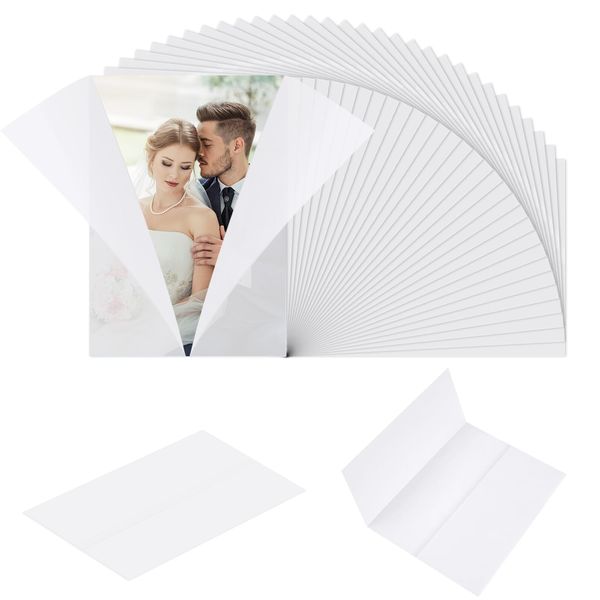 90 Pack Pre-Folded Vellum Jackets for 5x7 Invitations, Translucent Vellum Paper 5x7, 93 GSM Vellum Jackets for Envelope Liners, Invitation Paper for Weddings Birthdays Baby Showers