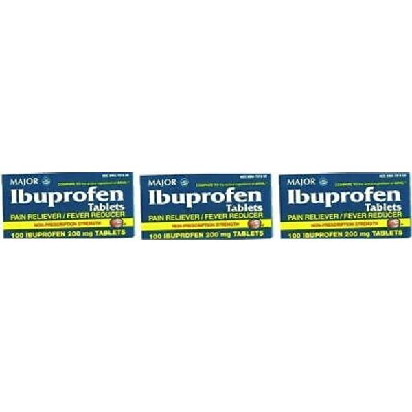 Major Ibuprofen 200mg Caplet Brown 100ct (3 Pack)