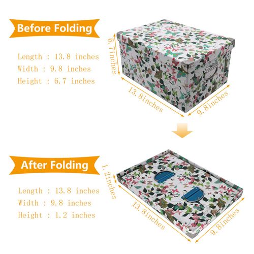 GUOZI Collapsible Storage Box, Decorative Memory box with Lid & Metal Reinforced Corners, Cardboard File Box with Handles, Organizer Gift Box for Keepsake Toy Photos Office Nursery Wardrobe Bookshelf