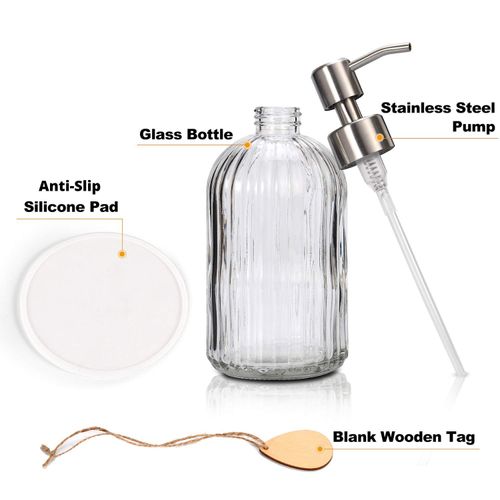 2023 Version - Large Soap Dispenser with Silicone Pad – Premium Quality – Dish Soap Dispenser, Hand Soap Dispenser – Rust Proof Stainless Steel Pump – Ideal for Kitchen Dish Soap, Bathroom Soap