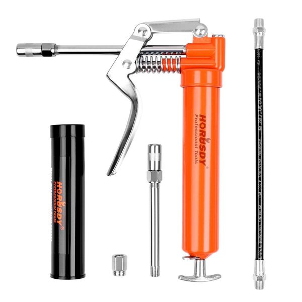 HORUSDY Mini Pistol Grip Grease Gun, with 3 OZ. Grease & Coupler (2900 PSI)