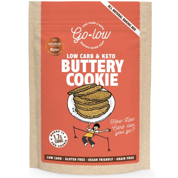 GO-LOW Keto & Low Carb Buttery Cookie Mix | 1.7g Net Carb | Low Carb Snacks | Sugar Free Sweets | Keto cookies | Low carb cookies | Sugar free cake | Low carb cake | Super Clean Ingredients | Makes 14