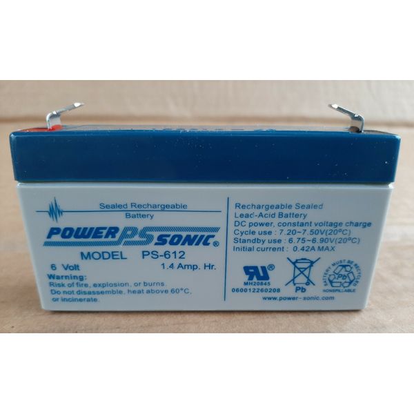 Power-Sonic PS-612 6V 1.4Ah Rechargeable Sealed Battery 