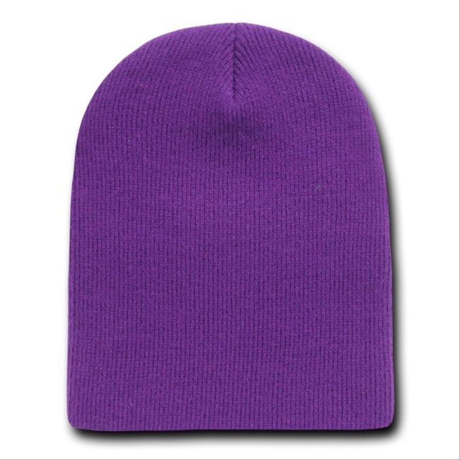 MG Purple Short Beanie Ski Cap Hat Toque 8 Inch