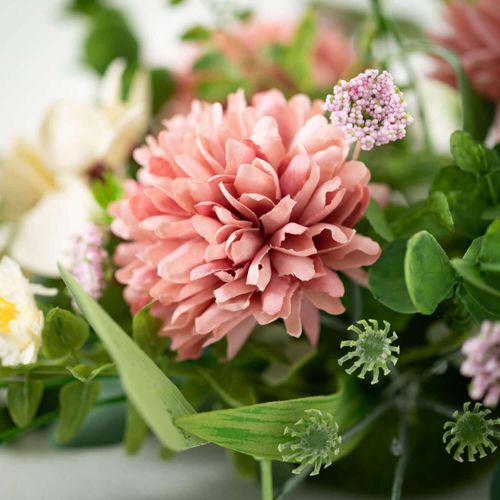 Sullivans 19 Inch Mixed Flower Wreath, Pink White Flowers Spring Summer Artificial Everyday Front Door Wreaths, Indoor & Outdoor Entryway, Porch Décor
