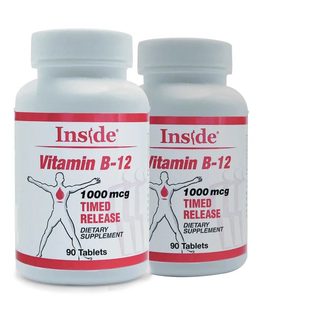 Inside Pharma-Grade B-12 Time Release 1000 mcg Tablets - Long lasting energy!