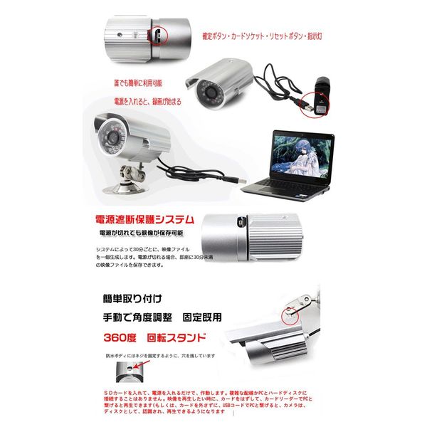 [Seller: erapioneerstore] Surveillance Camera Upgrade. [IR – CUT function Added] Surveillance Camera/Infrared LED24/Sweatproof/Supported SD Card Recording/Night Vision/Nightshot/GB/Home/Outdoor Surveillance Camera/Waterproof/PC Camera/Webcam/Recording/Sma