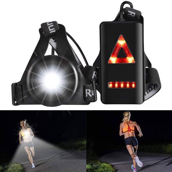 ALOVECO Outdoor Night Running Lights LED Chest Light Back Warning Light with Rechargeable Battery for Camping Hiking Running Jogging Outdoor Adventure (90° Adjustable Beam)