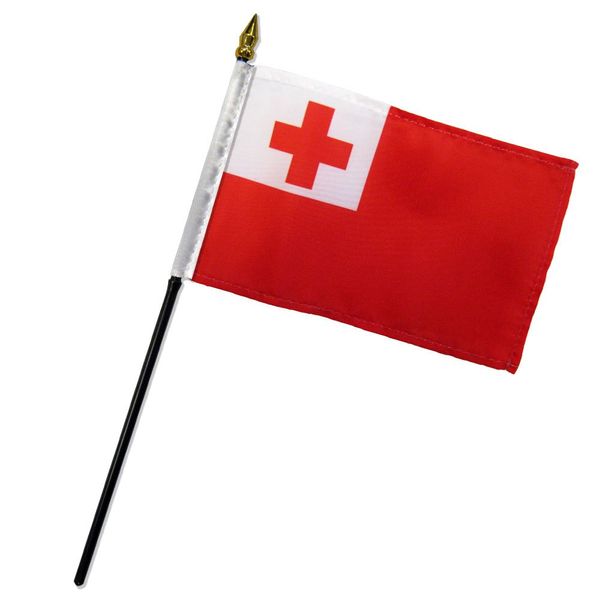 Quality Standard Flags One Dozen Tonga Stick Flag, 4 by 6"