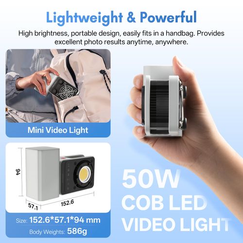 ZHIYUN CINEPEER CX50 [Official] 50W LED Video Light, 2700K-6500K Portable Camera Light, TLCI/CRI96+, APP Control with Battery, COB Continuous Output Lighting for Video & Location Shooting (Bi-Color)