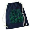 Flox Creative Navy Drawstring Bag Only Eggs I Eat Vegan Chocolate