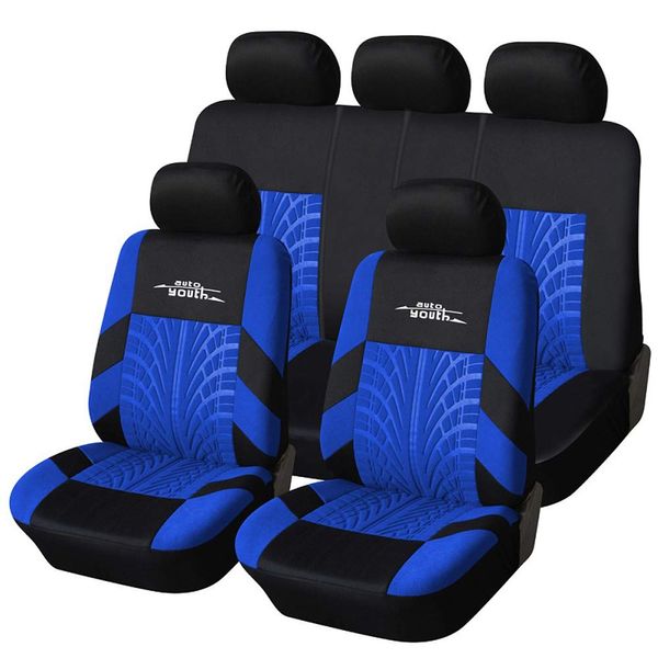 AUTOYOUTH Car Seat Covers Full Set, Front Bucket Seat Covers with Split Bench Back Seat Covers for Cars for Women Full Set Seat Protectors - 9pcs,Blue…