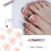 Glitter French False Toenails, Acrylic Press on Toe Nails, White Fake Toe Nails with Glue Sticker Stick on Nails for Toe for Women and Girls Fashion