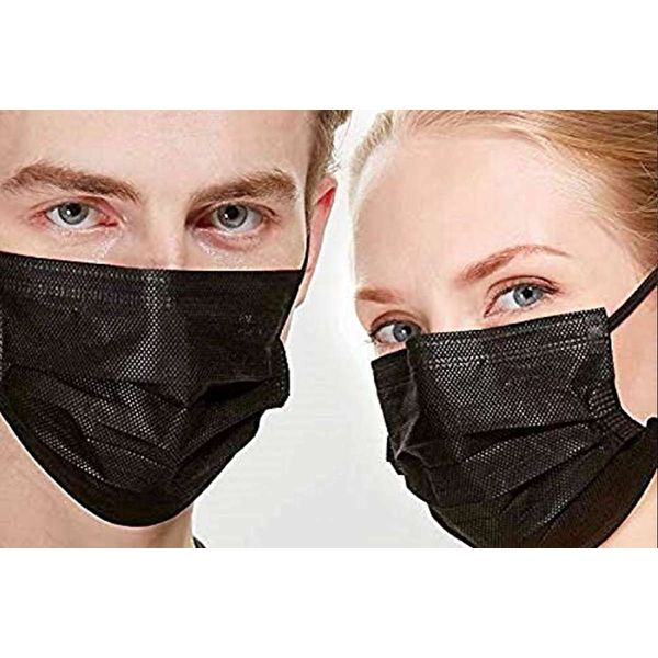 Premium Disposable Face Mask Black Safety Breathable Anti-Dust Mask Mascara Facial for Personal Care Protection (1 Pack Of Black 50 Pcs)